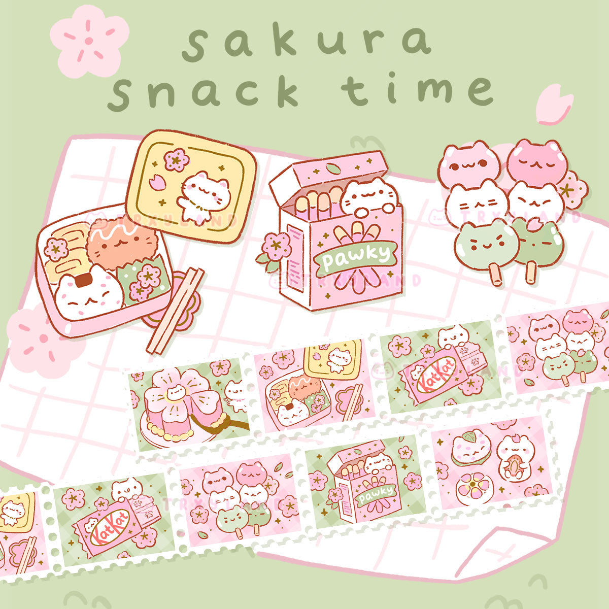 Strawberry Treats Sakura Asian Snack Sticker Sheet/cute Japanese