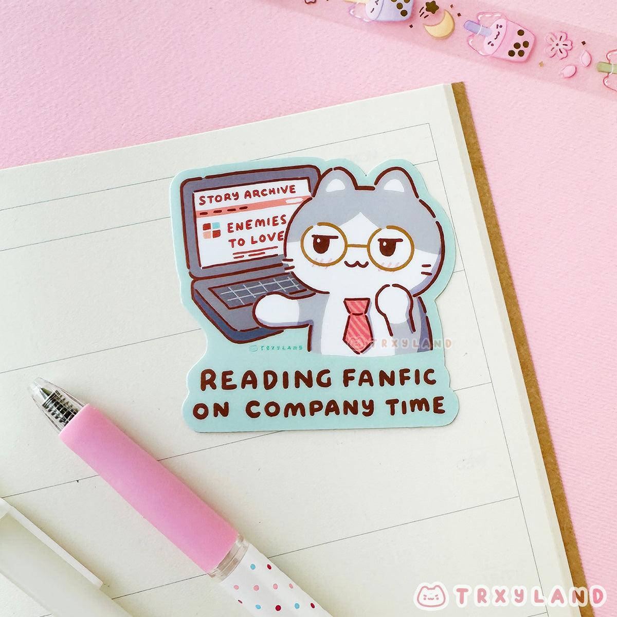 Fanfic on Company Time Vinyl Sticker