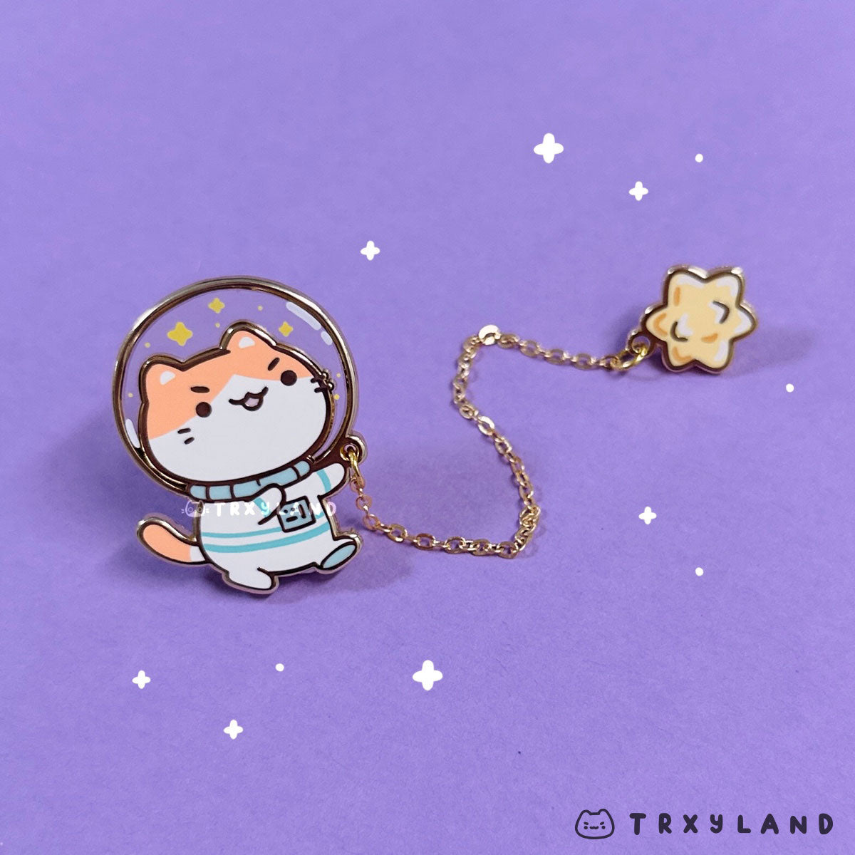 Astro Kitty Chain-link Enamel Pin