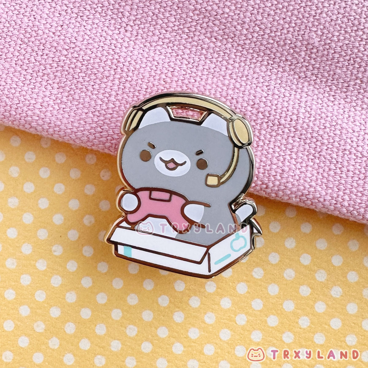 Boxy Gamer Kitty B Enamel Pin