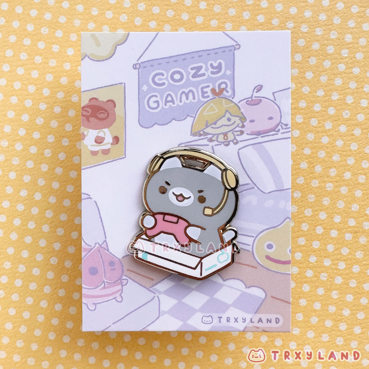 Boxy Gamer Kitty B Enamel Pin