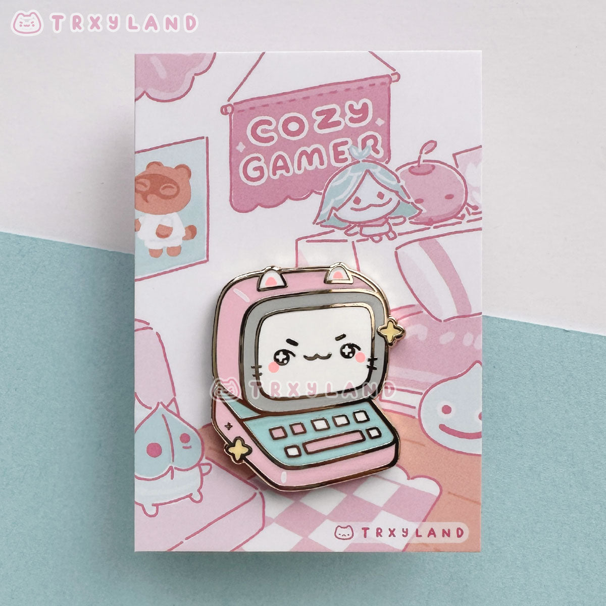Kitty Computer A Enamel Pin