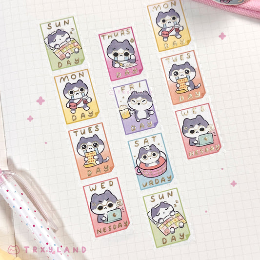 9to5 Kitty Weekdays Stamp Washi Tape