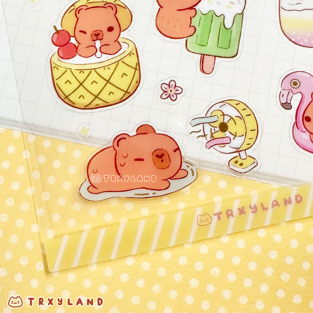 Capy Summer Clear Sticker Sheet