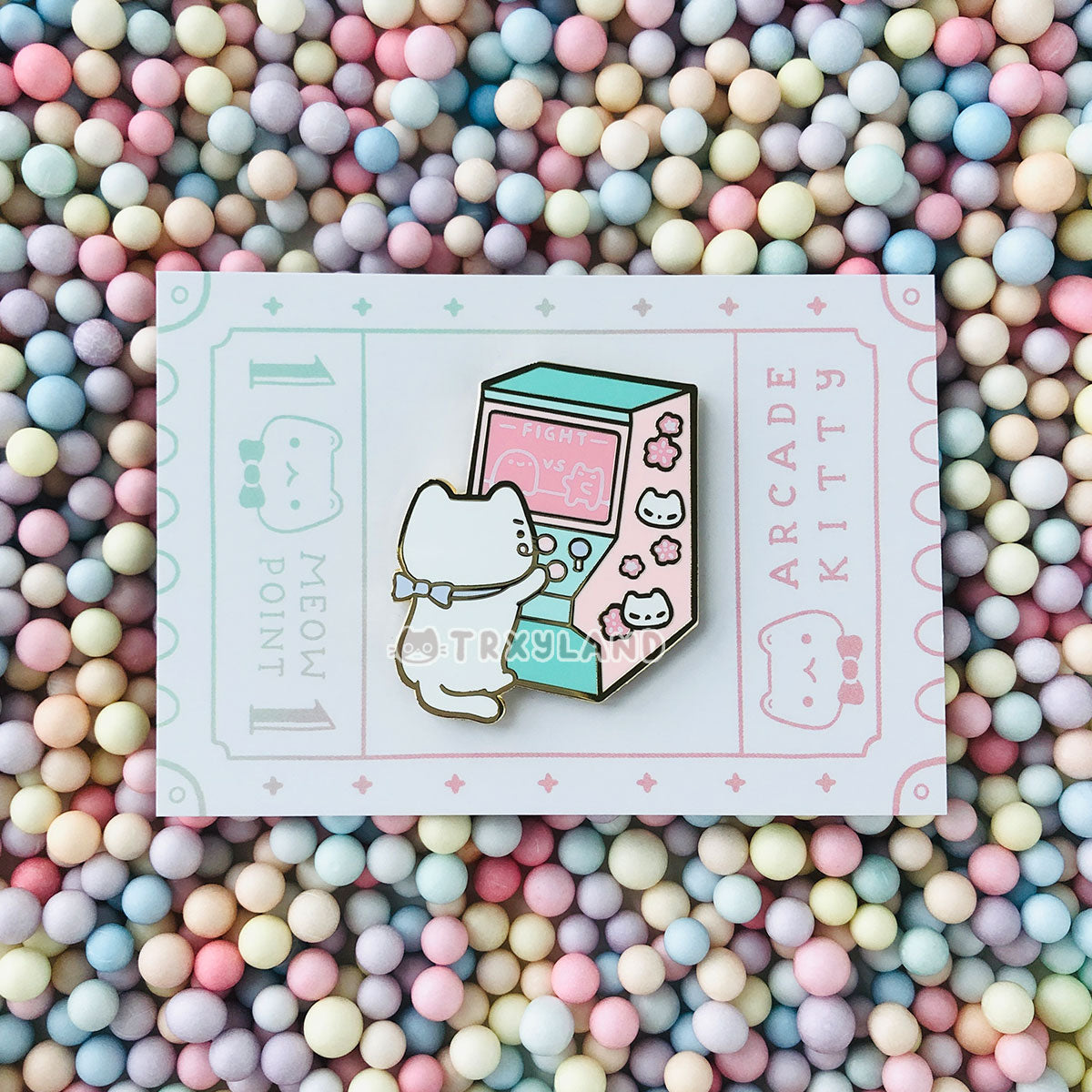 Arcade Kitty SUPER Bundle - 3 Enamel Pins + Stamp Washi