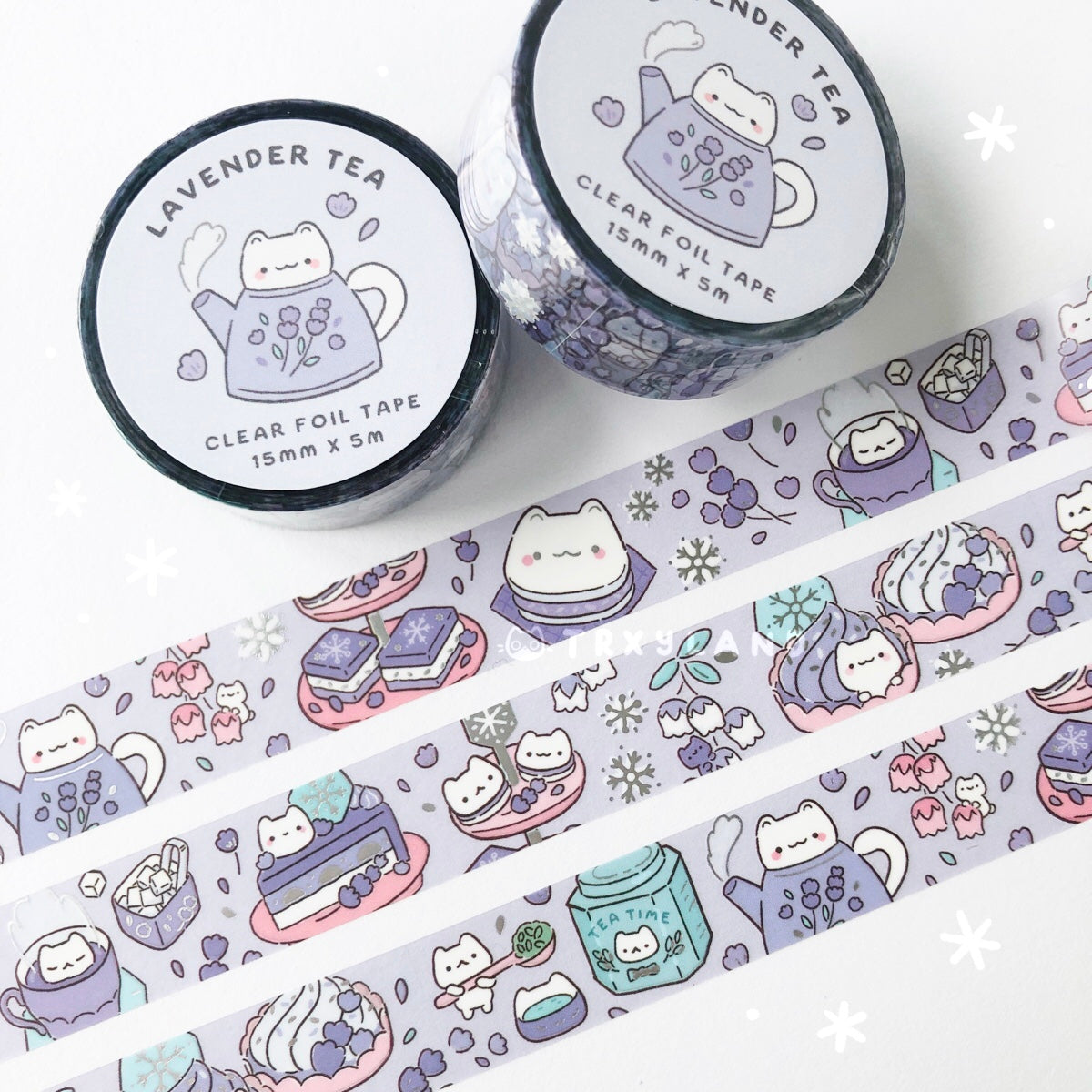 Lavender Tea SUPER Bundle - 3 Enamel Pins + Clear Foil Tape