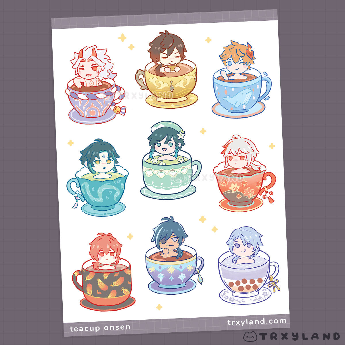Genshin Teacup Onsen Clear Sticker Sheet