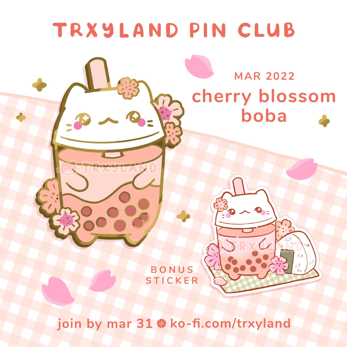 Cherry Blossom Boba Pin