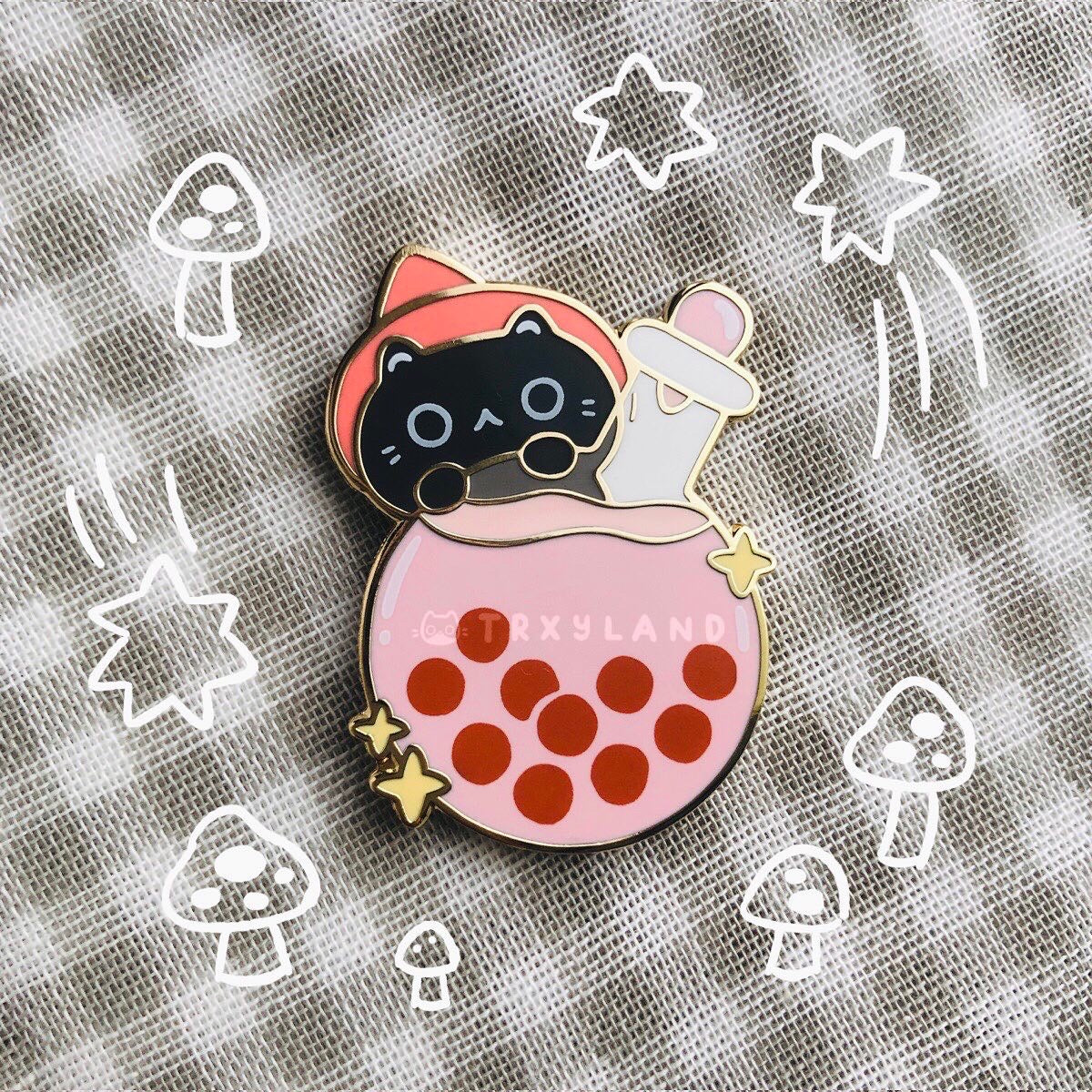 Witchy Kitty Series SUPER Bundle - 3 Enamel Pins + Foil Stamp Washi Tape