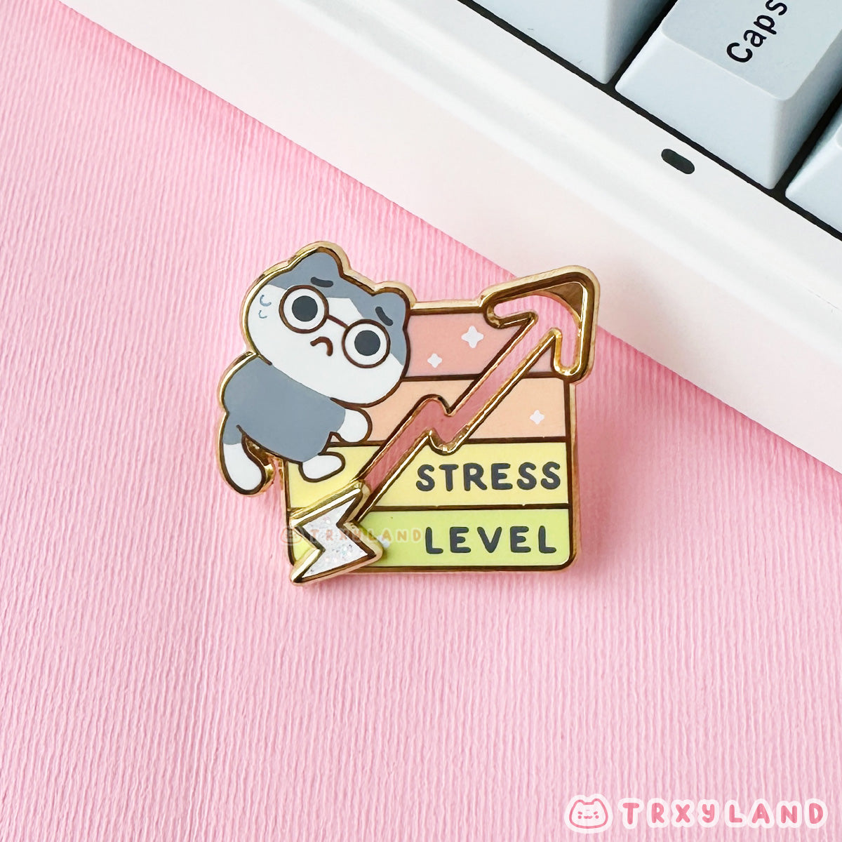 Stress Level Sliding Enamel Pin