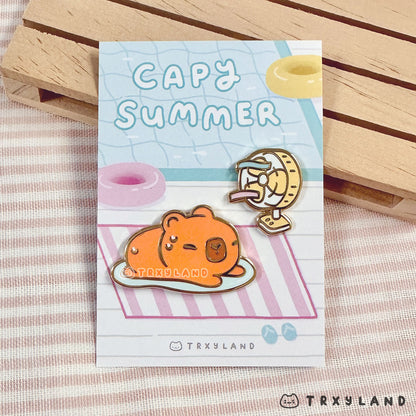 Sweaty Capy Enamel Pin