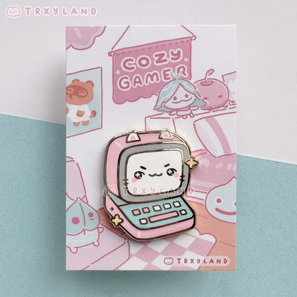 Kitty Computer A Enamel Pin