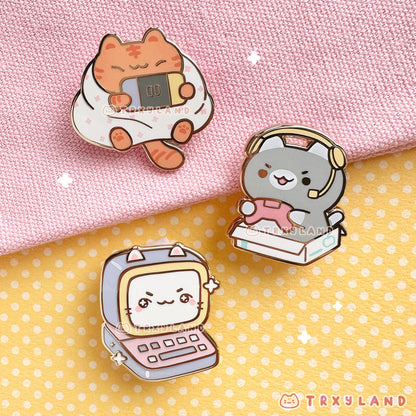 Kitty Computer B Enamel Pin