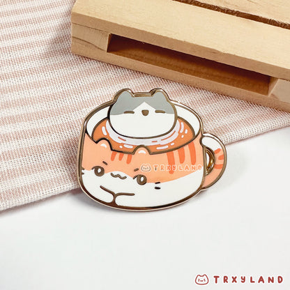 Cappuccino Kitty Enamel Pin