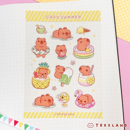 Capy Summer Clear Sticker Sheet