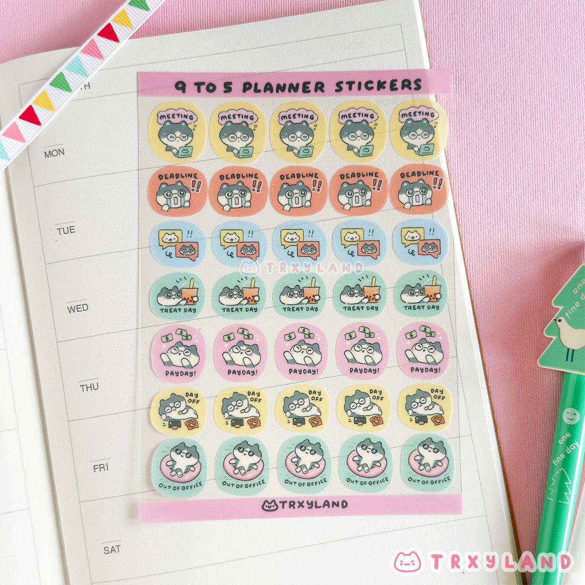 9to5 Planner Clear Sticker Sheet