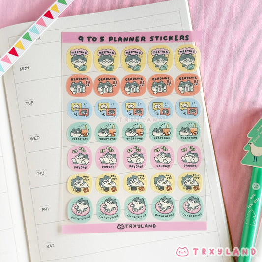 9to5 Planner Clear Sticker Sheet