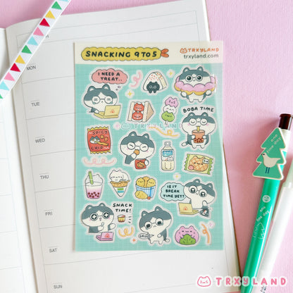 9to5 Snacking Clear Sticker Sheet