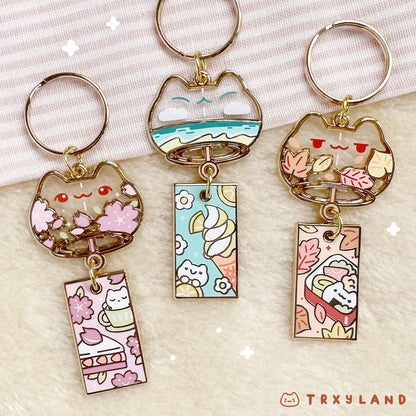 Enamel Keyring - Sakura Tea Time Wind Chime
