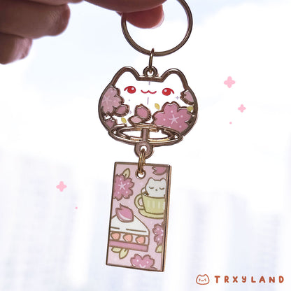 Enamel Keyring - Sakura Tea Time Wind Chime