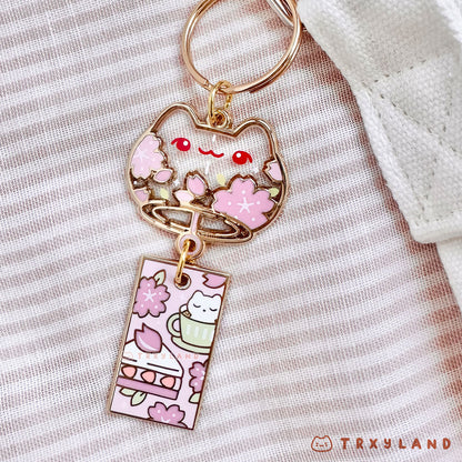 Enamel Keyring - Sakura Tea Time Wind Chime