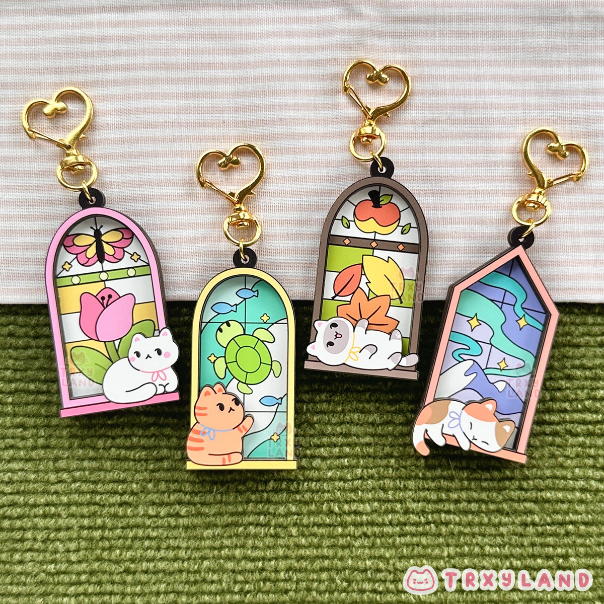 Window Watcher Kitty Wood Charm