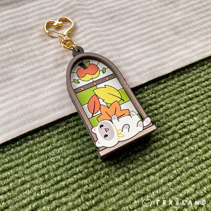 Window Watcher Kitty Wood Charm