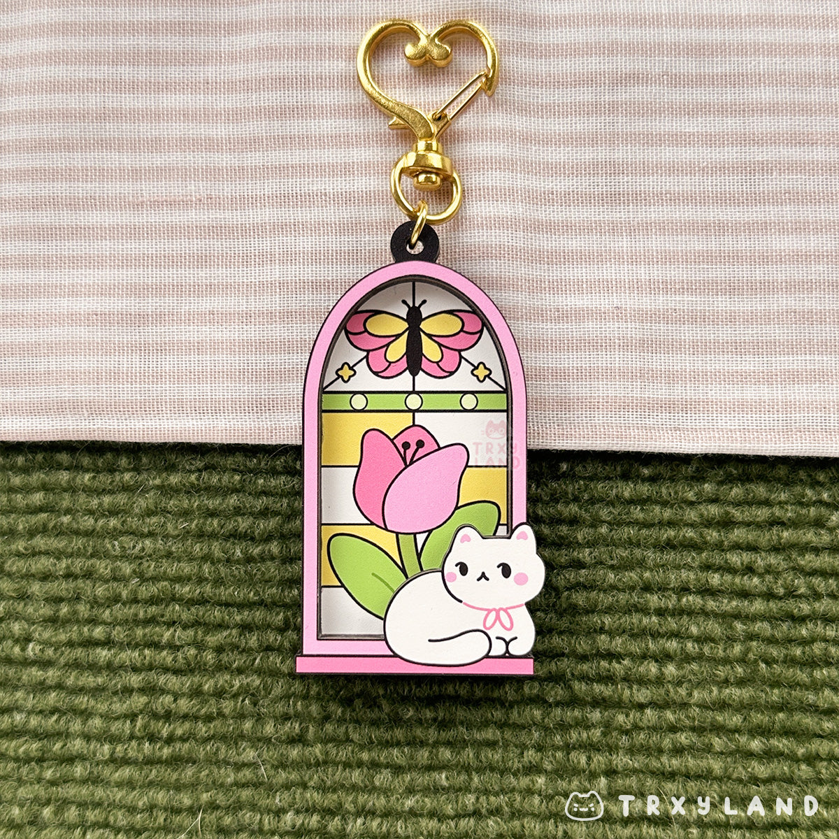 Window Watcher Kitty Wood Charm