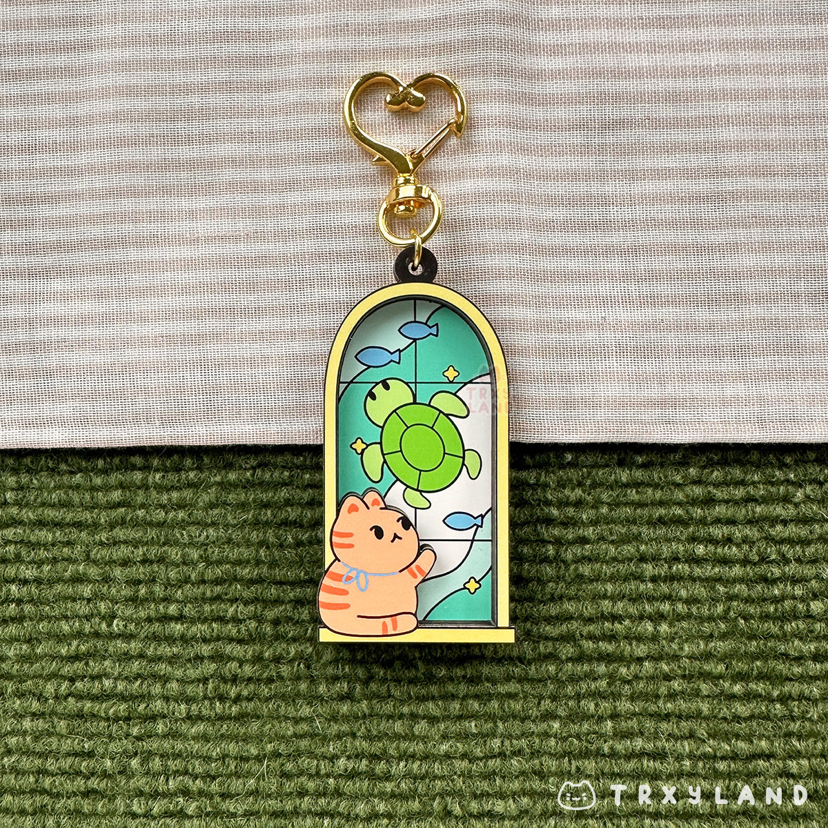 Window Watcher Kitty Wood Charm