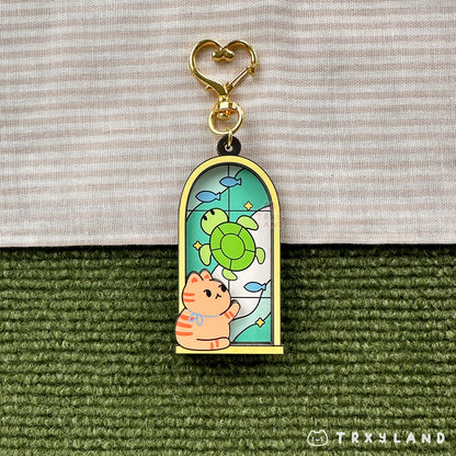 Window Watcher Kitty Wood Charm