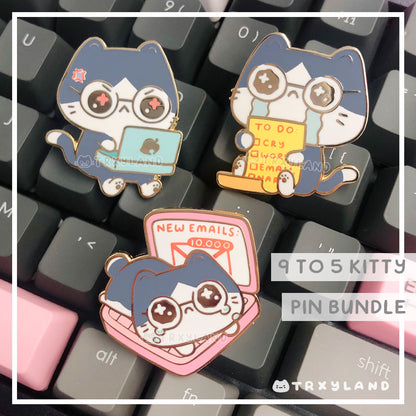 9 To 5 Kitty Series Bundle - Enamel Pins