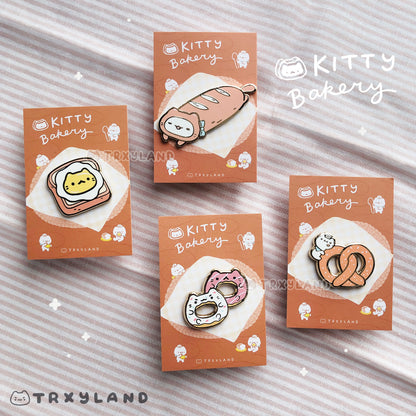 Kitty Bakery Series SUPER Bundle - 4 Enamel Pins + Clear Foil Washi