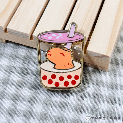 Boba Capy Enamel Pin