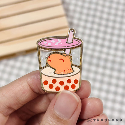 Boba Capy Enamel Pin