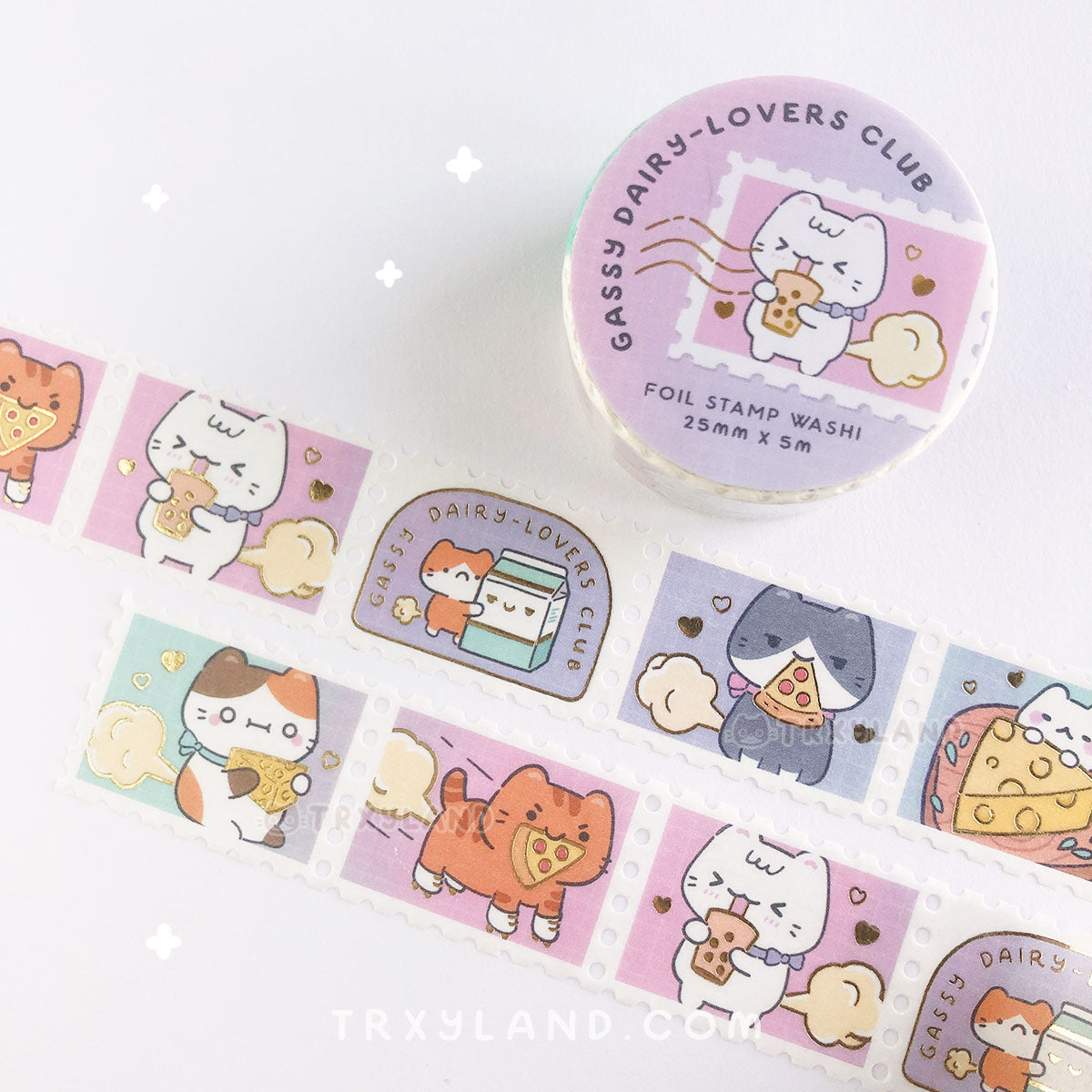 Gassy Dairy-lovers Club SUPER Bundle - 3 Enamel Pins + Foil Stamp Washi Tape