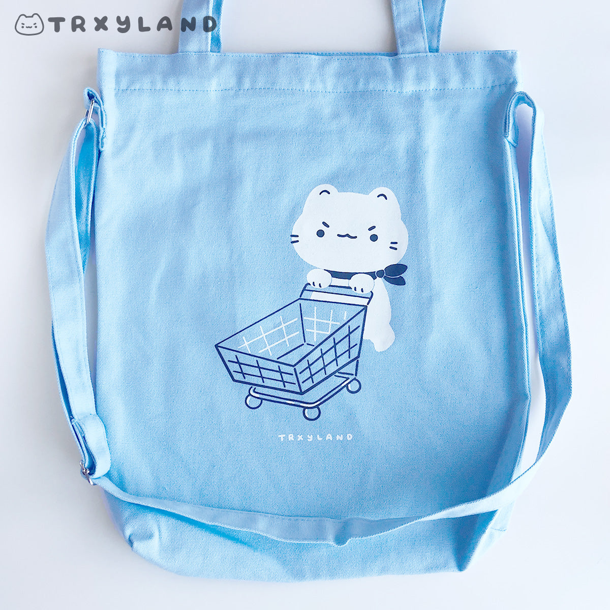Grocery Kitty Tote Bag (Blue)