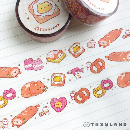 Kitty Bakery Series SUPER Bundle - 4 Enamel Pins + Clear Foil Washi