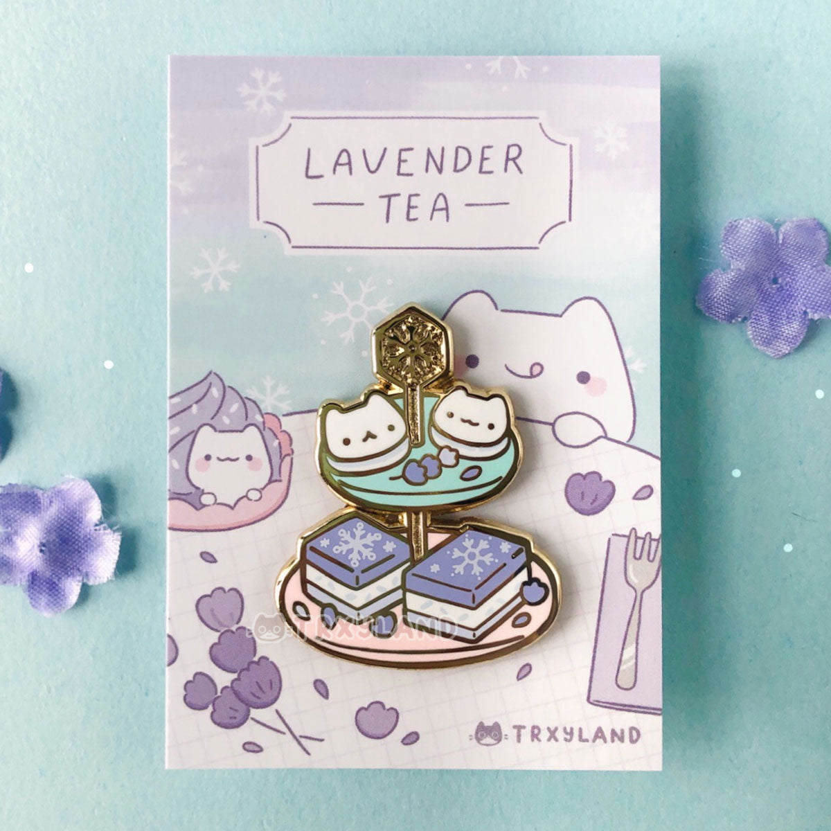 Lavender Tea SUPER Bundle - 3 Enamel Pins + Clear Foil Tape