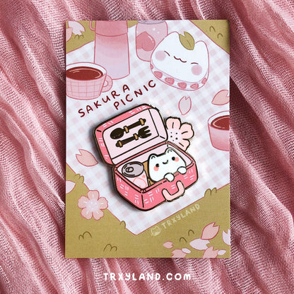 Sakura Picnic Basket Enamel Pin