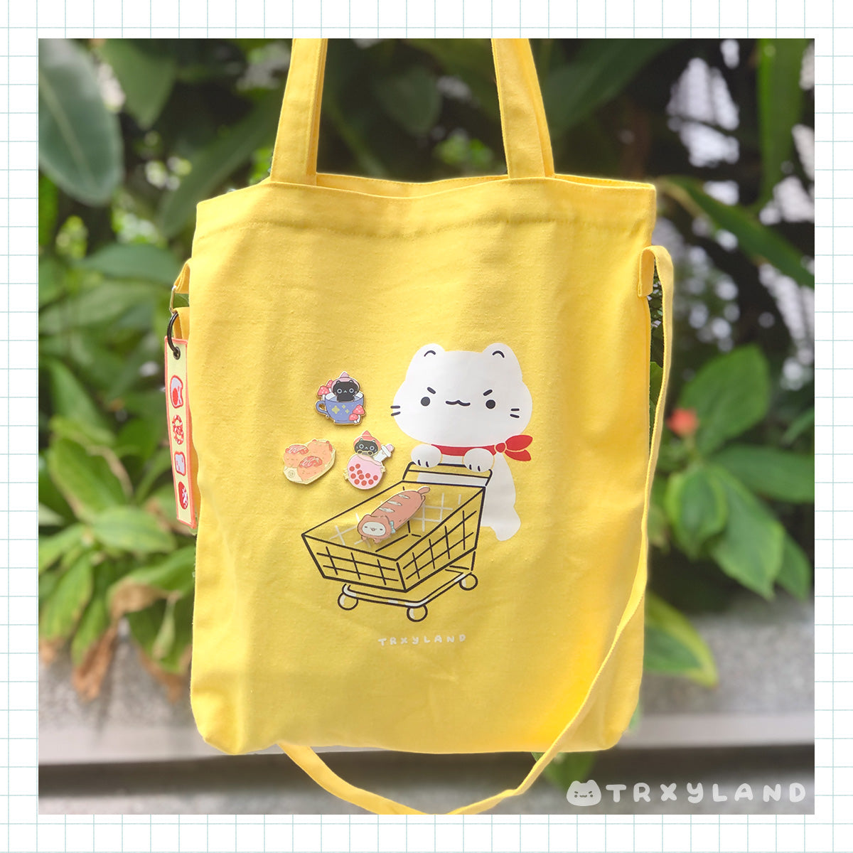 Grocery Kitty Tote Bag (Yellow)